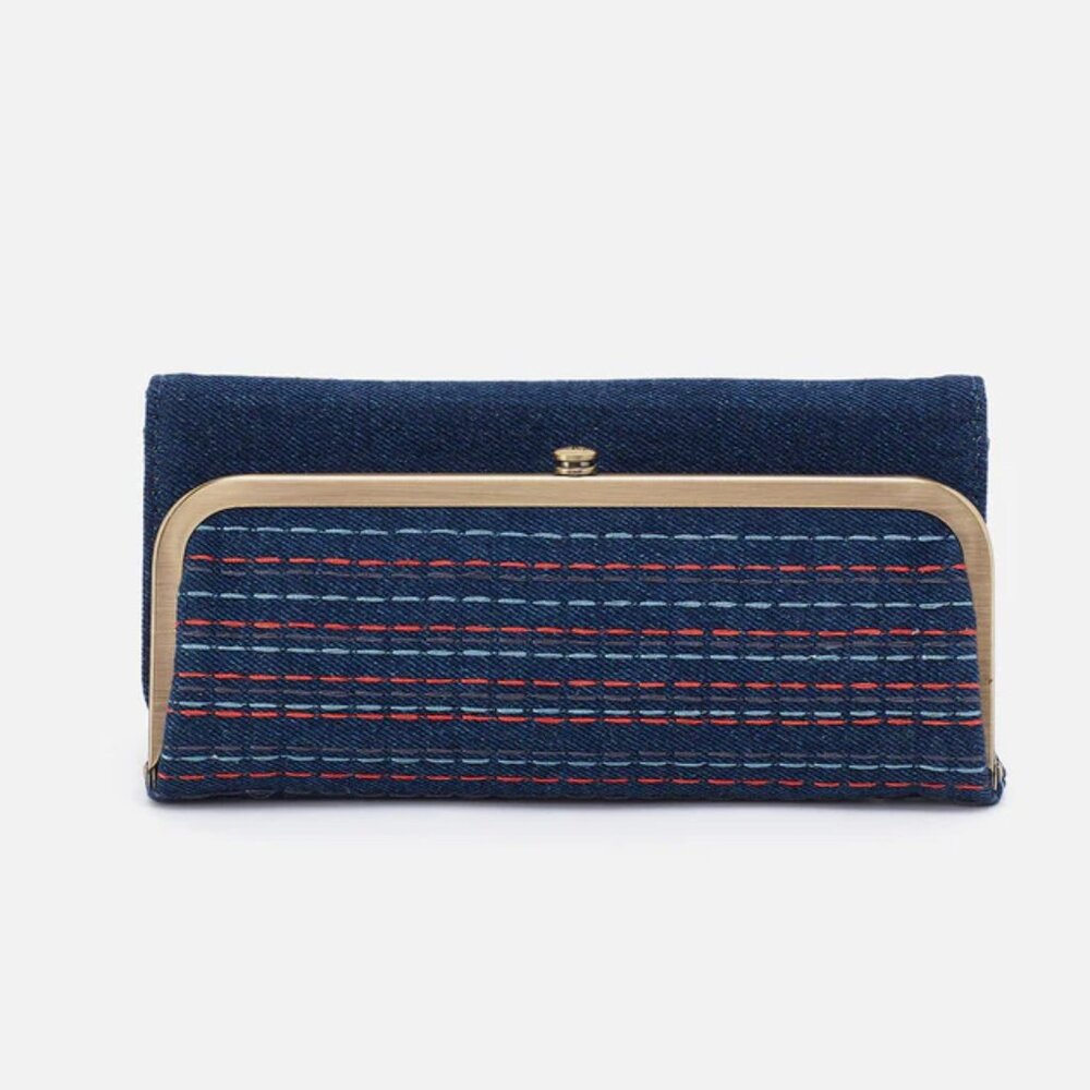 HOBO Rachel Continental Wallet NWT – Denim Leather Frame Wallet, Vintage Style